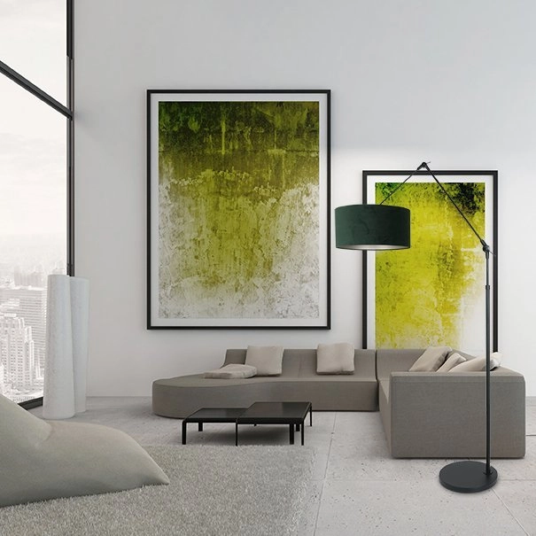 Floor Reading Lamp Prestige Chic black with 40cm green velvet shade Steinhauer 8712746145854