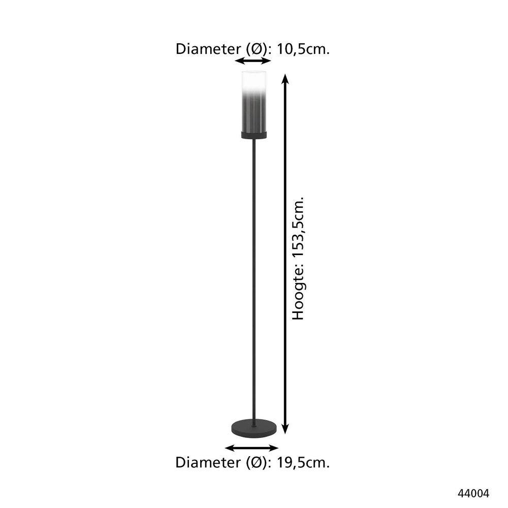 Black floor lamp Toothill with smoke glass Eglo 9002759440046