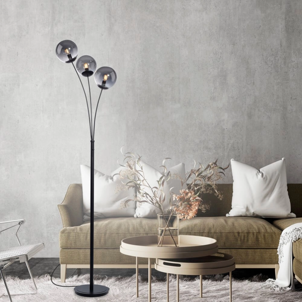 Black floor lamp Big Widow 3-light Just Light 4043689988388