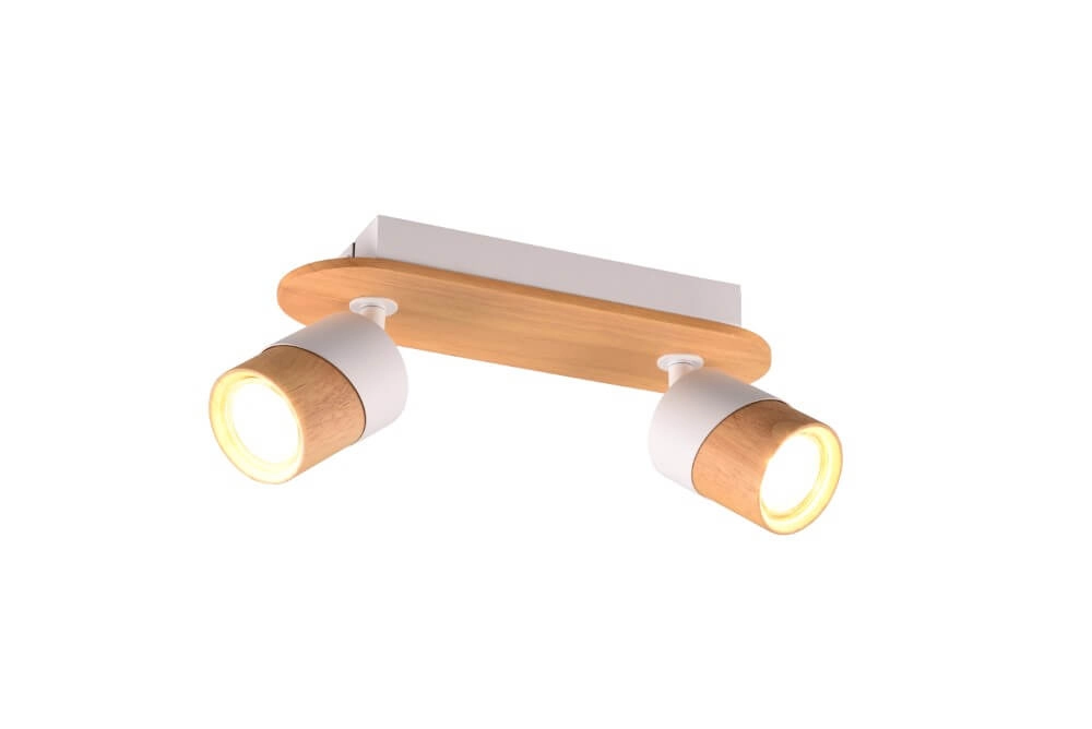 Ceiling lamp wood with white Aruni 2-light Trio 4017807562316