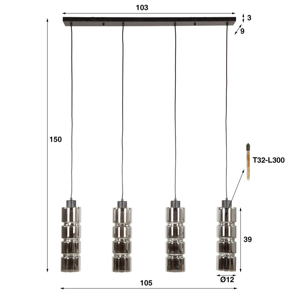 Cylinder pendant lamp Cylinder 4-lights - Ø 12cm Lyora 8716803511965
