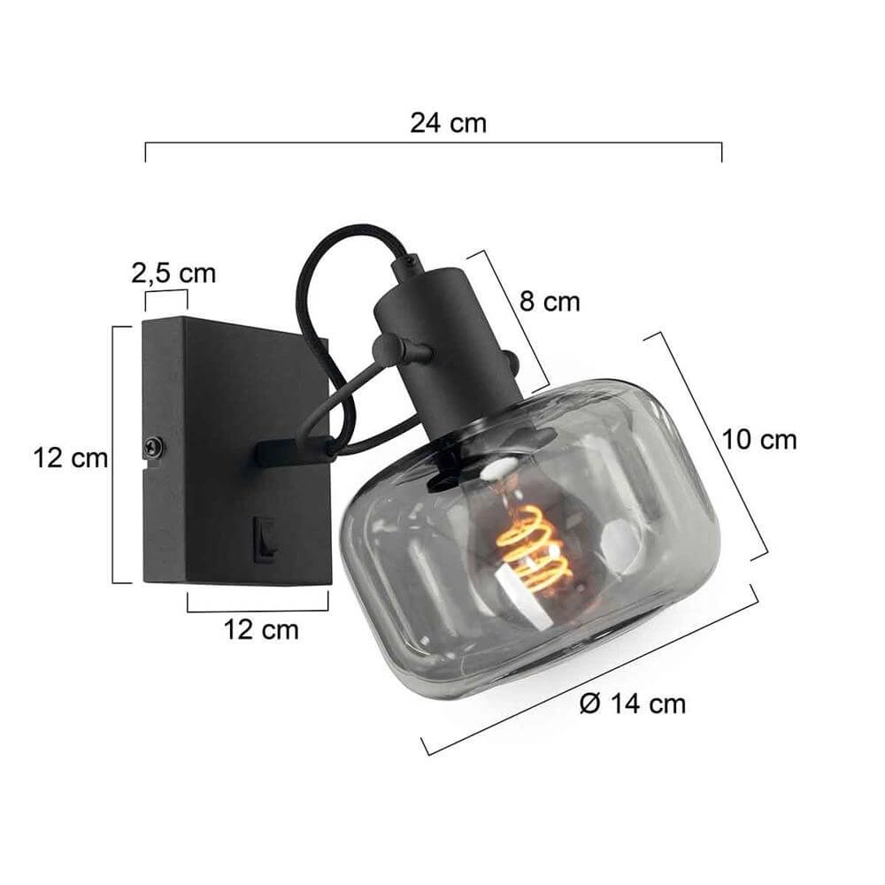 Wall lamp Glaslic smoke glass Steinhauer 8712746174038