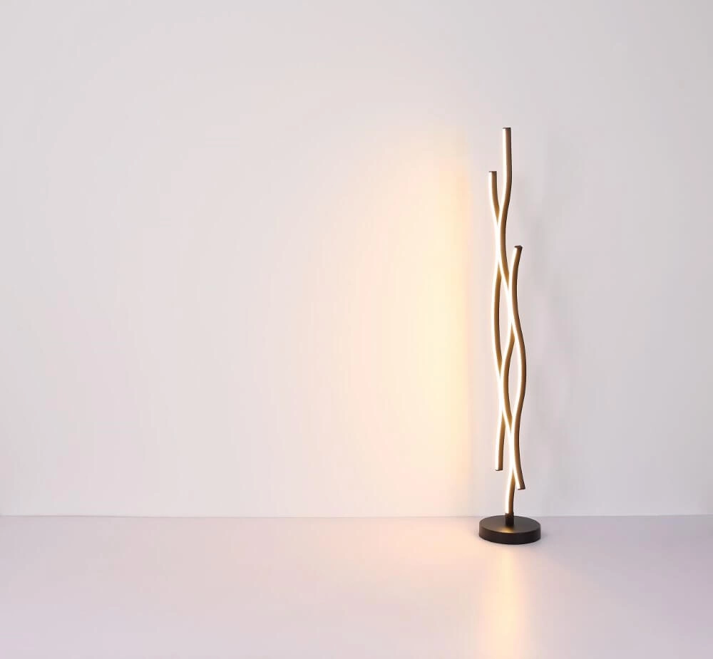 Floor lamp Geronimo black with wood Globo 9007371457045