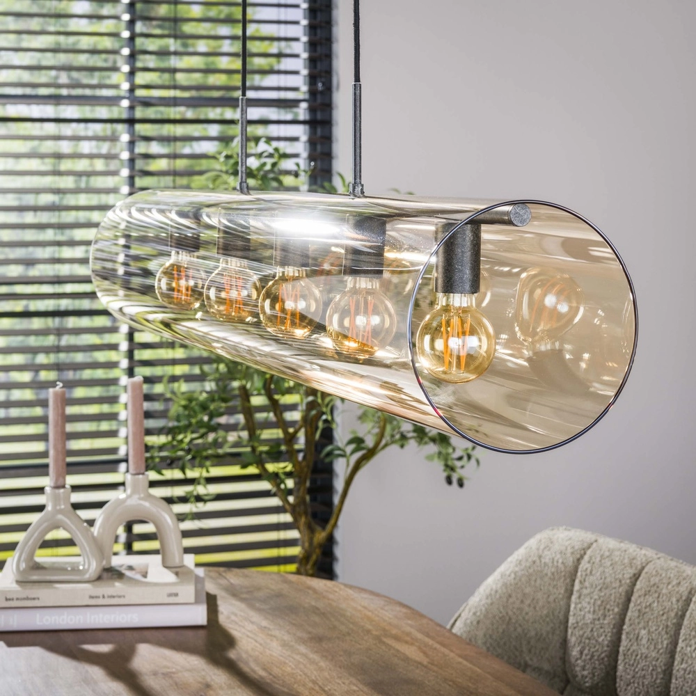 Glass pendant lamp Tube 120cm - amber glass Lyora 8716803511774
