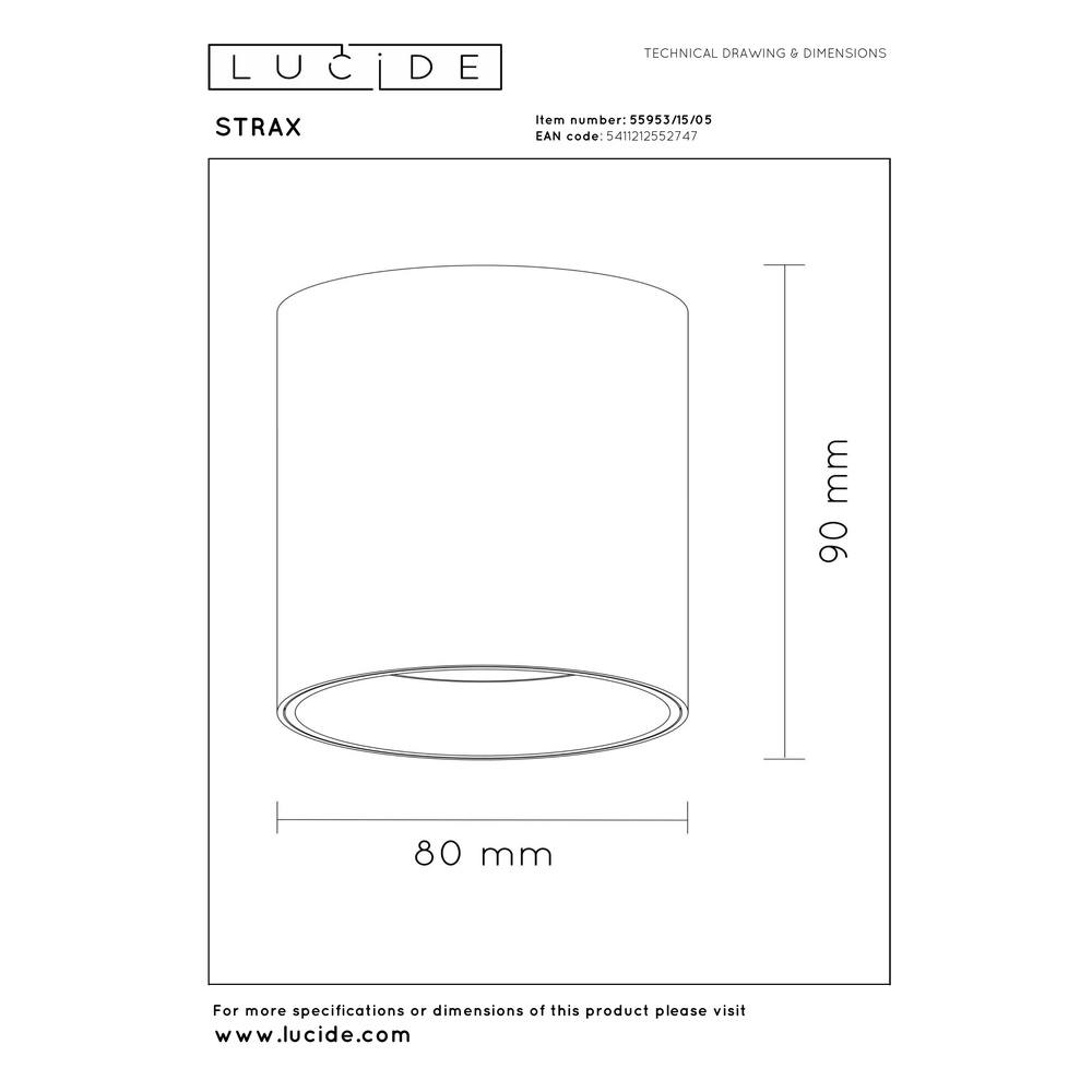 Surface-mounted spot Straxx champagne Ø 8cm Premium by Lucide 5411212552747