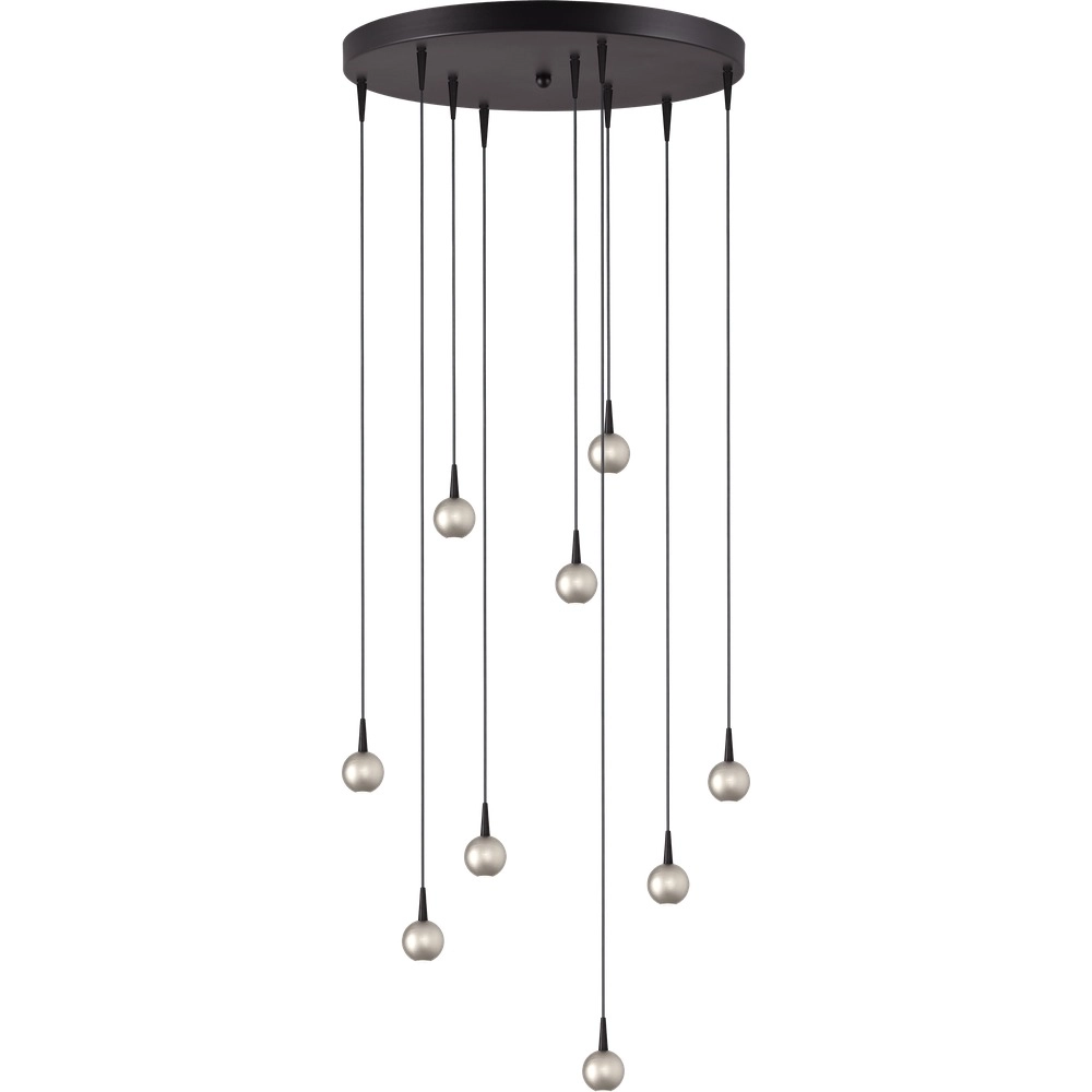 9-light pendant lamp Talana black with nickel Ø 50cm DTW