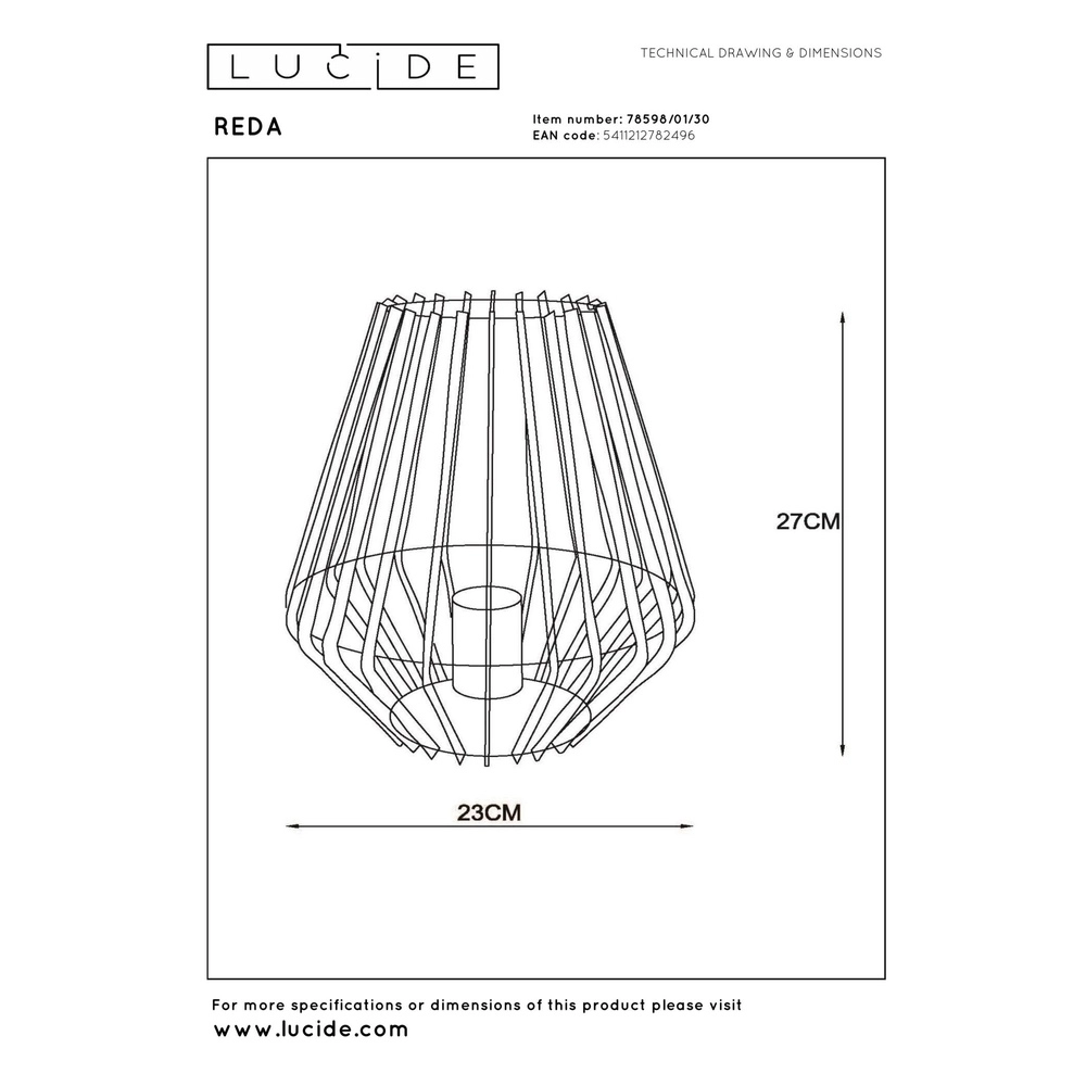 Table lamp Reda Black Lucide 5411212782496