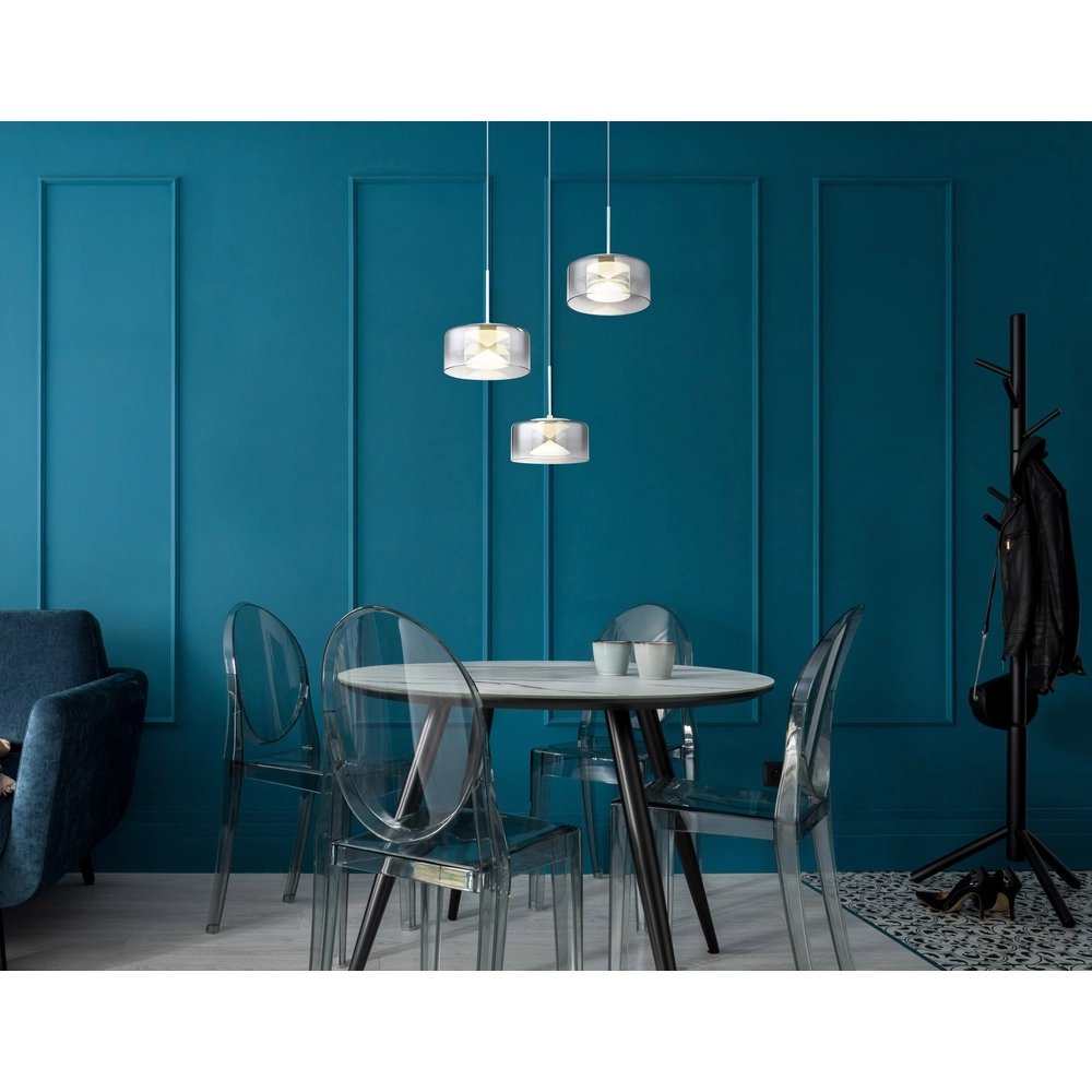 Design pendant lamp Belinda 3-light white with smoke glass Globo 9007371578368