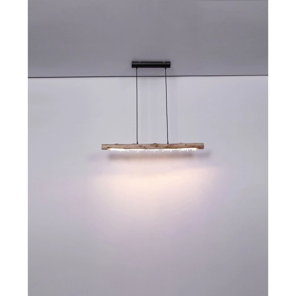 Dining table pendant lamp Felicitas black with wood Globo 9007371392889