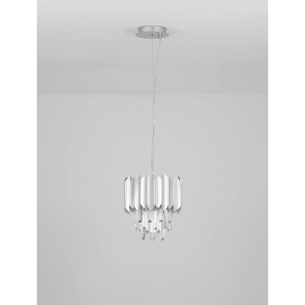 Pendant lamp Magnolia chrome and crystal Ø 25cm Lyora 5212017434913