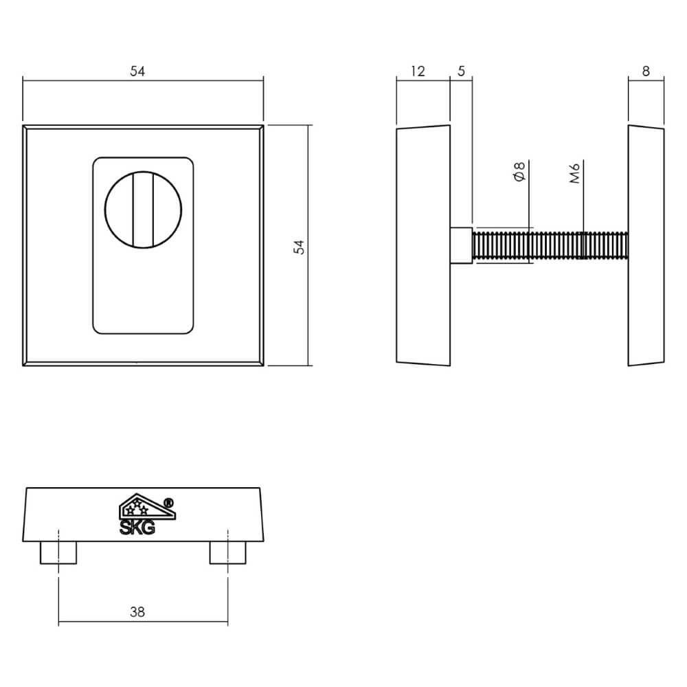 Rear door hardware set square Backura Black core pull protection Intersteel 8714186540077