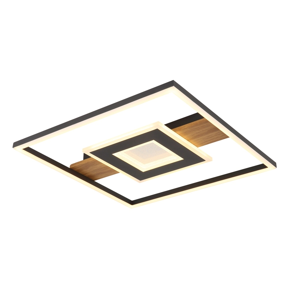 Sleek ceiling lamp Pikara black with wood