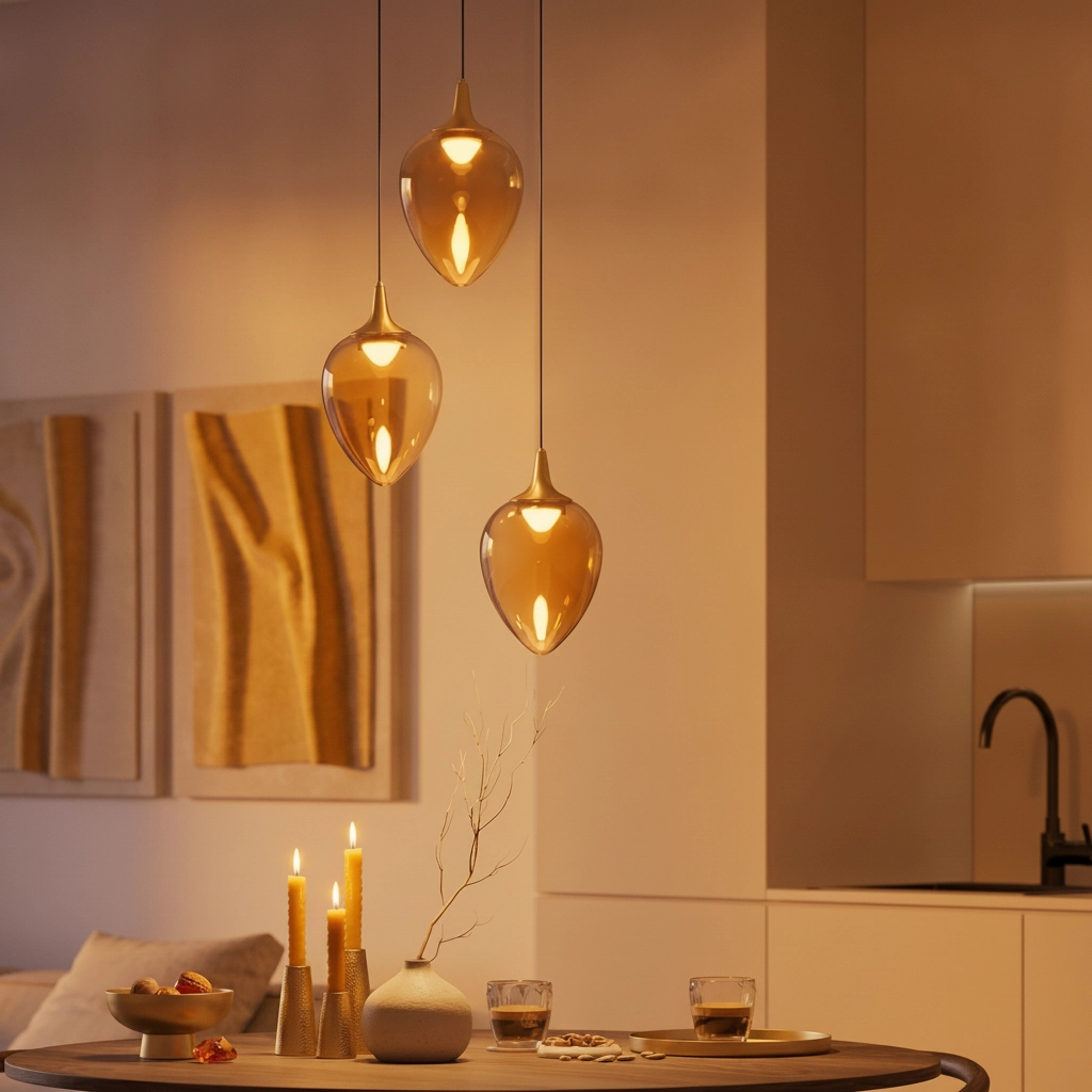 Pendant lamp Nali 3-light amber glass