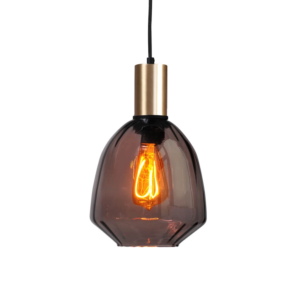 3-light hanging lamp - gold - Porto with Nicolette red glasses Masterlight 8718121269696