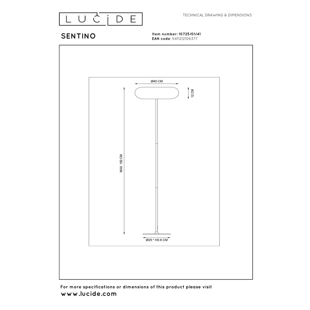 Floor lamp Sentino Ø 40cm taupe Lucide 5411212106377