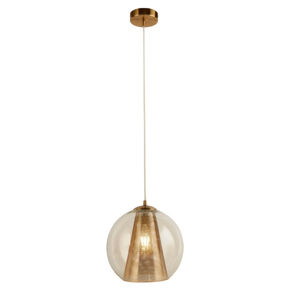 Gold hanging lamp Conio with glass