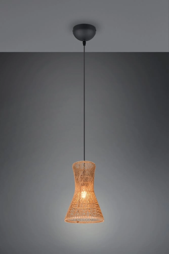 Design pendant lamp Bijou black with rattan Ø20cm Trio 4017807637304