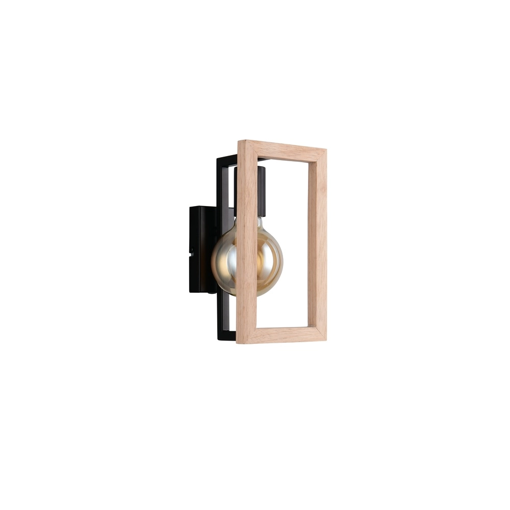 Design wall lamp Bano black with wood Trio 4017807670899
