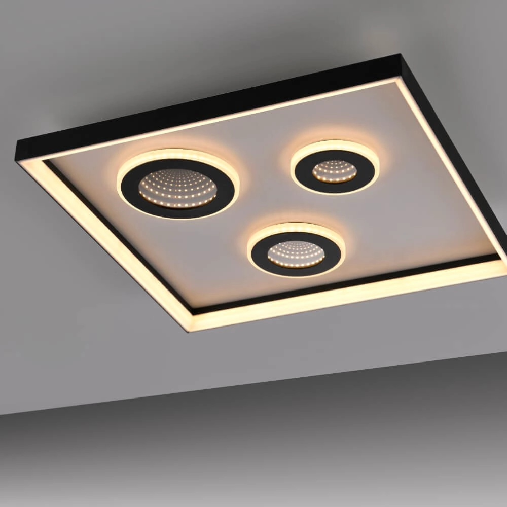 Square ceiling lamp Dune black Paul Neuhaus 4012248384916