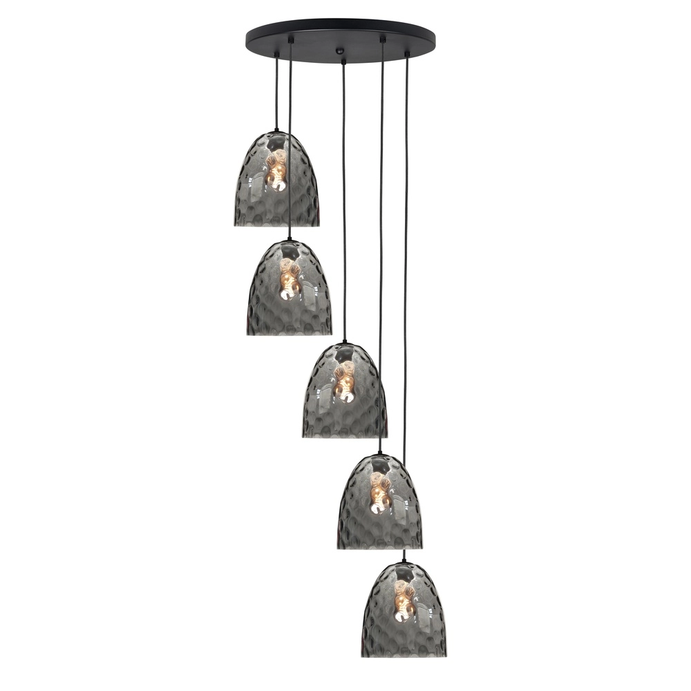 5-light pendant lamp Fantasy black with brown glass