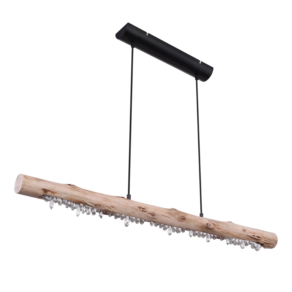 Dining table pendant lamp Felicitas black with wood Globo 9007371392889