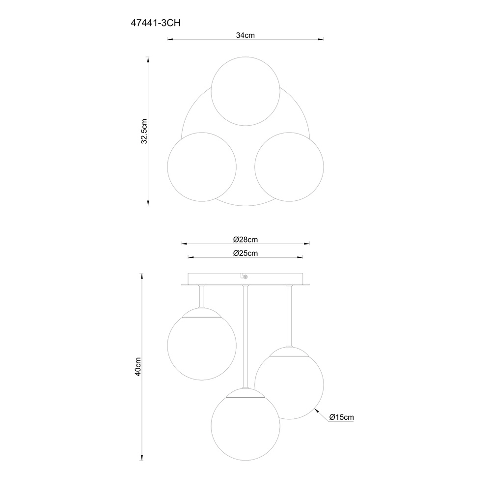 3-light ceiling lamp Harmon Champagne Globo 9007371580927