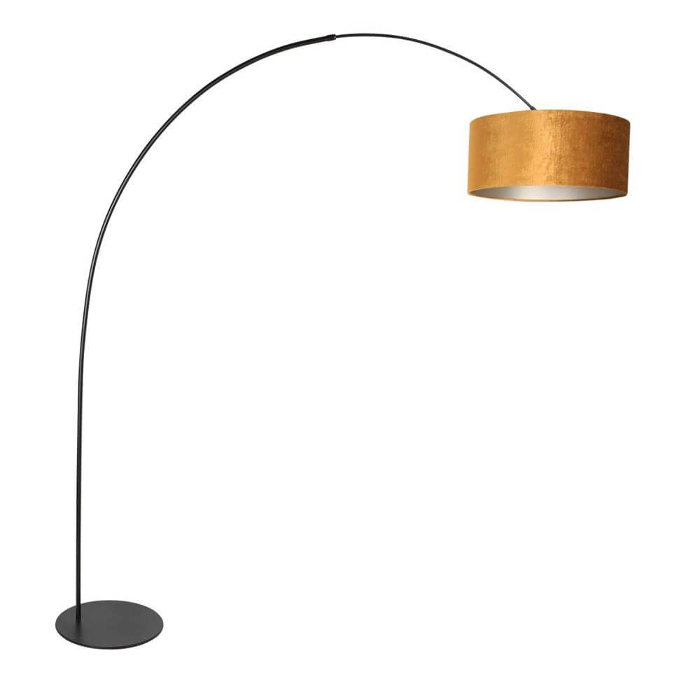 Floor lamp Curve black with gold shade Ø 50cm