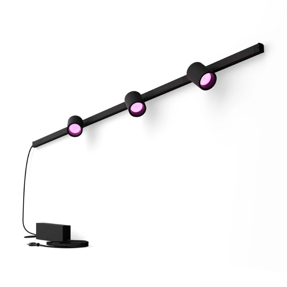 Hue Perifo - White and color set of 3 wall spotlights black Philips 8719514407848