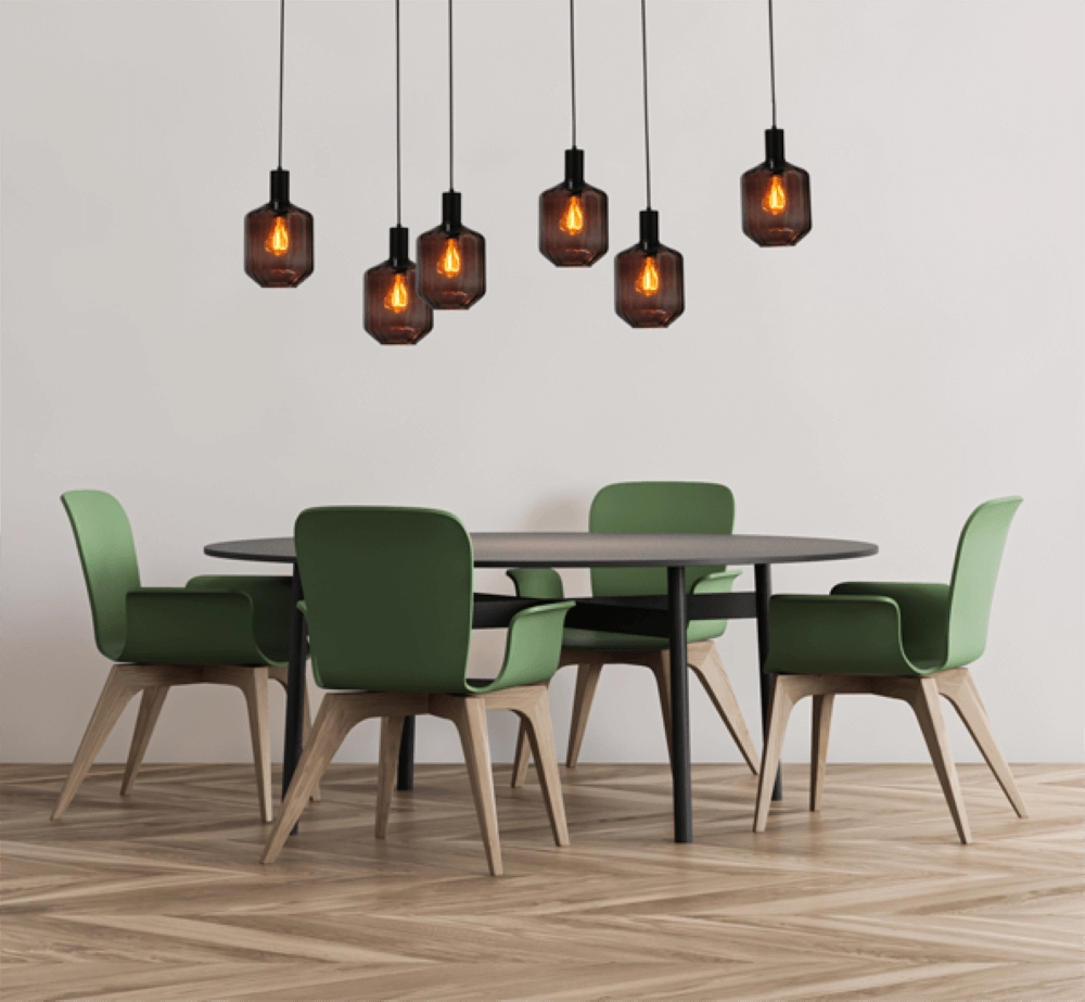 6-light hanging lamp - black - Porto with Jagger red lenses Masterlight 8718121270555
