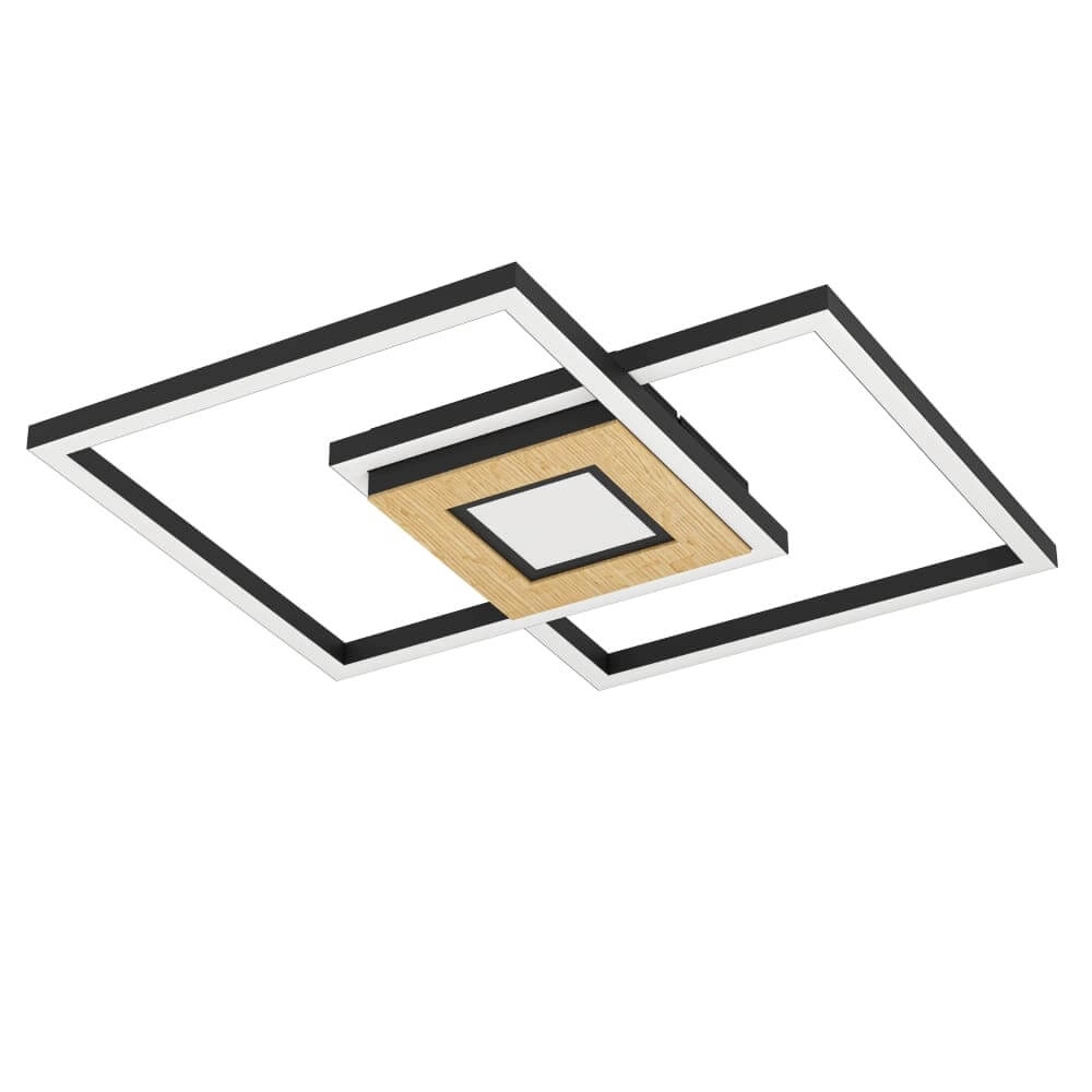 Led ceiling light Marinello black with wood