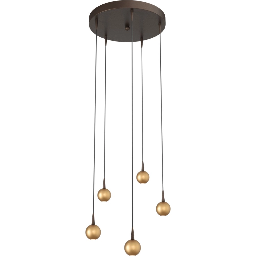 5-light pendant lamp Talana cocoa brown with gold Ø 35cm DTW