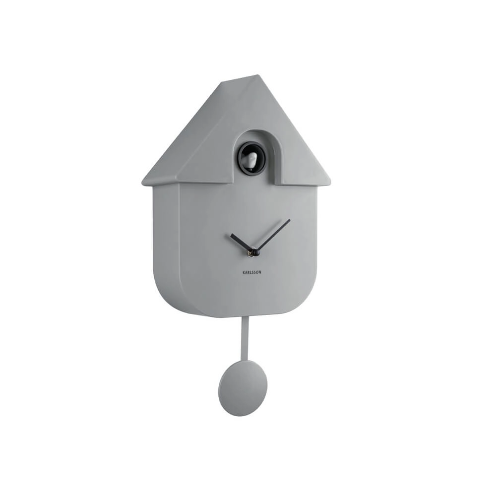 Wall Clock Modern Cuckoo grey