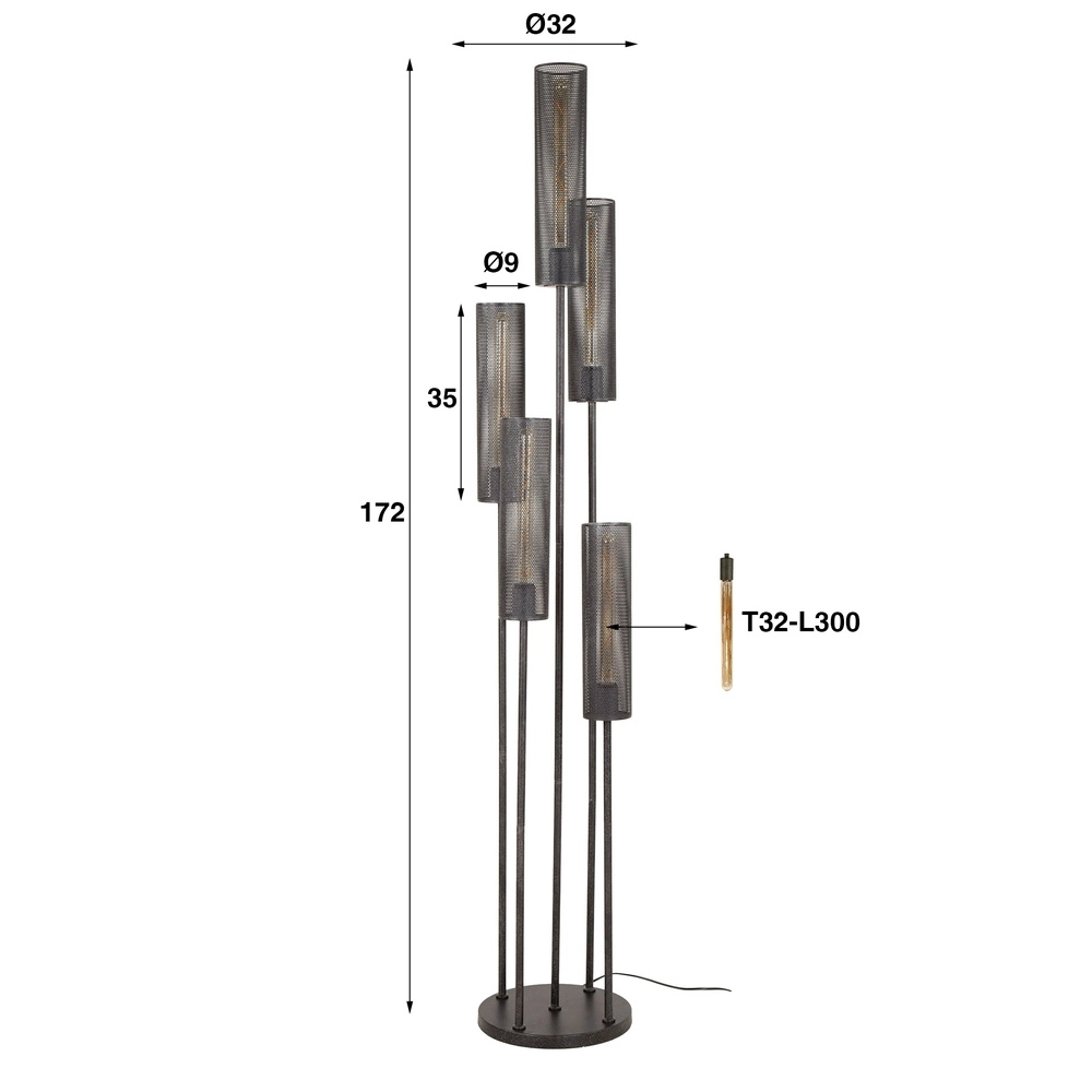 Tube floor lamp Tube 5-light - artic black Lyora 8716803511538