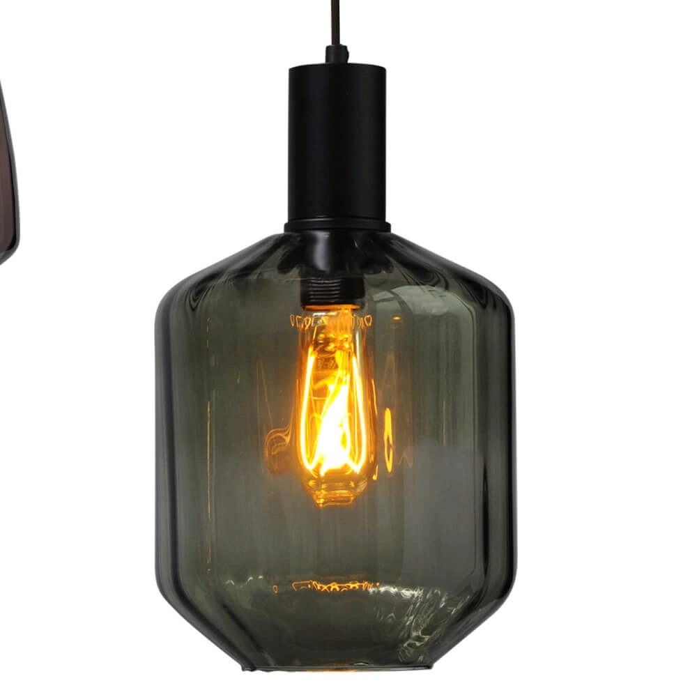 5-light loft hanging lamp - black - Porto with different glasses Masterlight 8718121271248