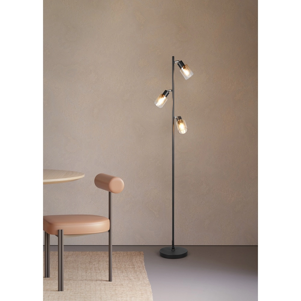 Floor lamp Cadiz 3-light amber glass Trio 4017807653472