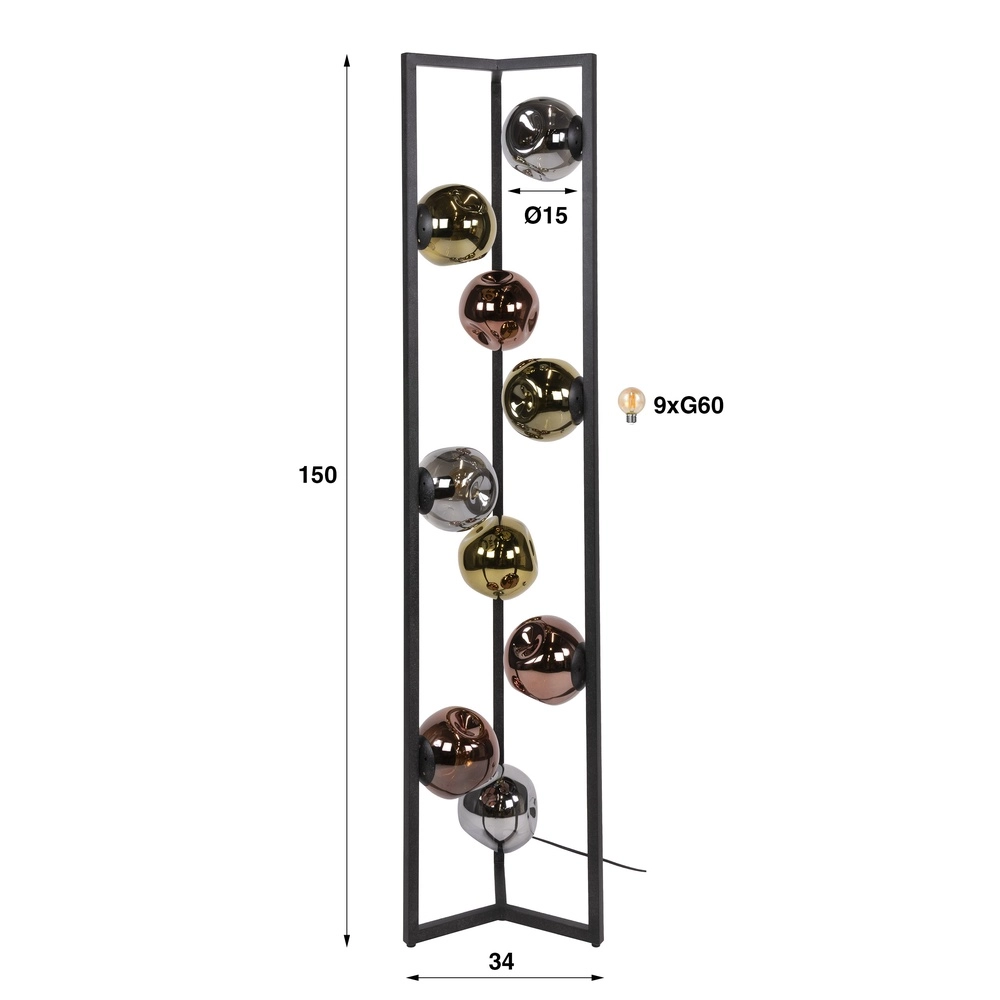 Glass floor lamp Stellar 9-light Lyora 8716803511590