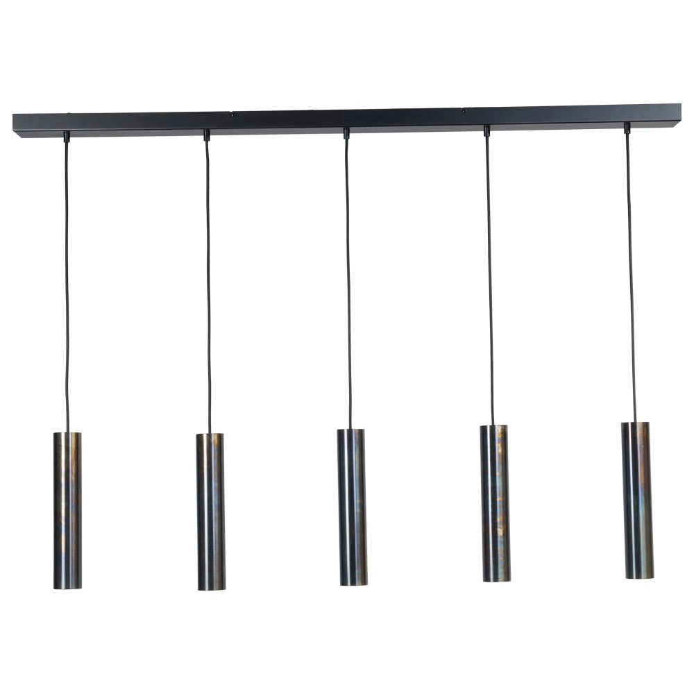 Dining table hanging lamp Run 5-light gunmetal cylinders