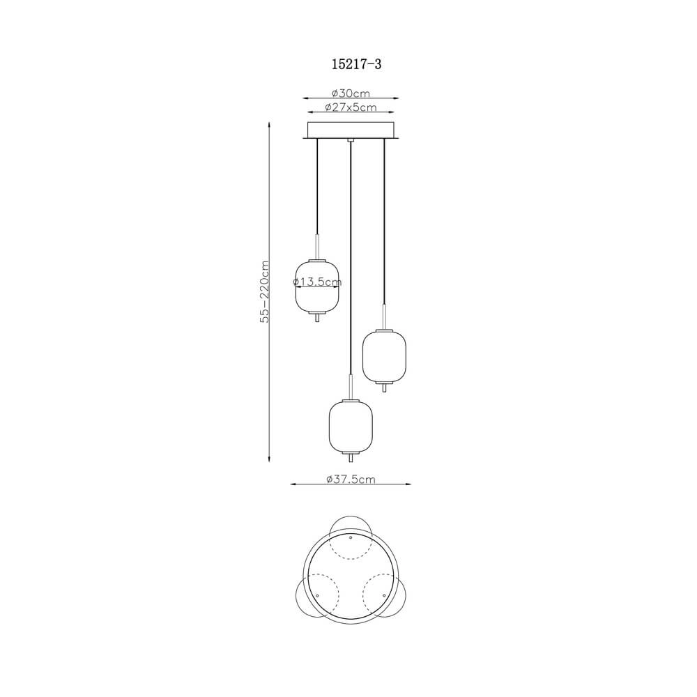 Golden pendant lamp Ewald 3-light Ø 37.5cm white glass Globo 9007371446582