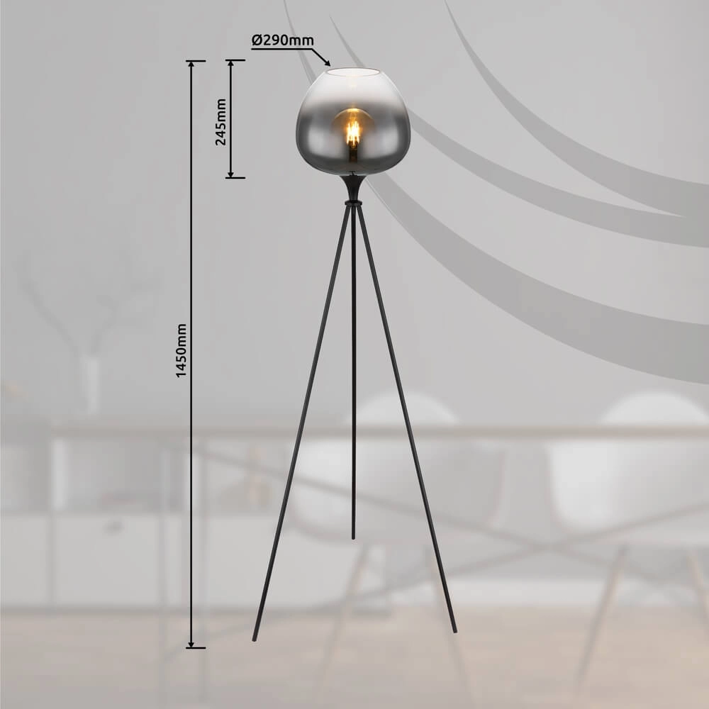 Black floor lamp Maxy tripod Globo 9007371435418