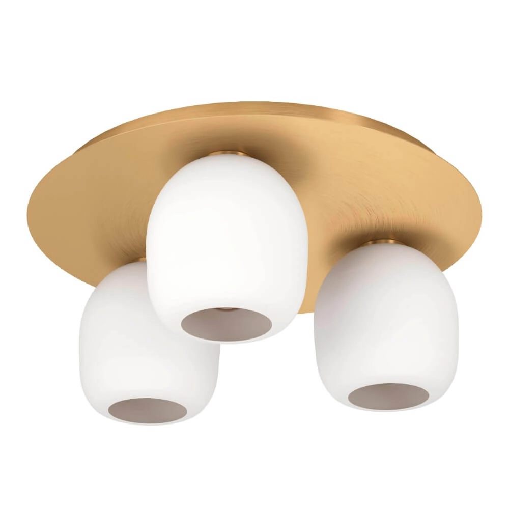 Gold ceiling lamp Manzanares with white glass