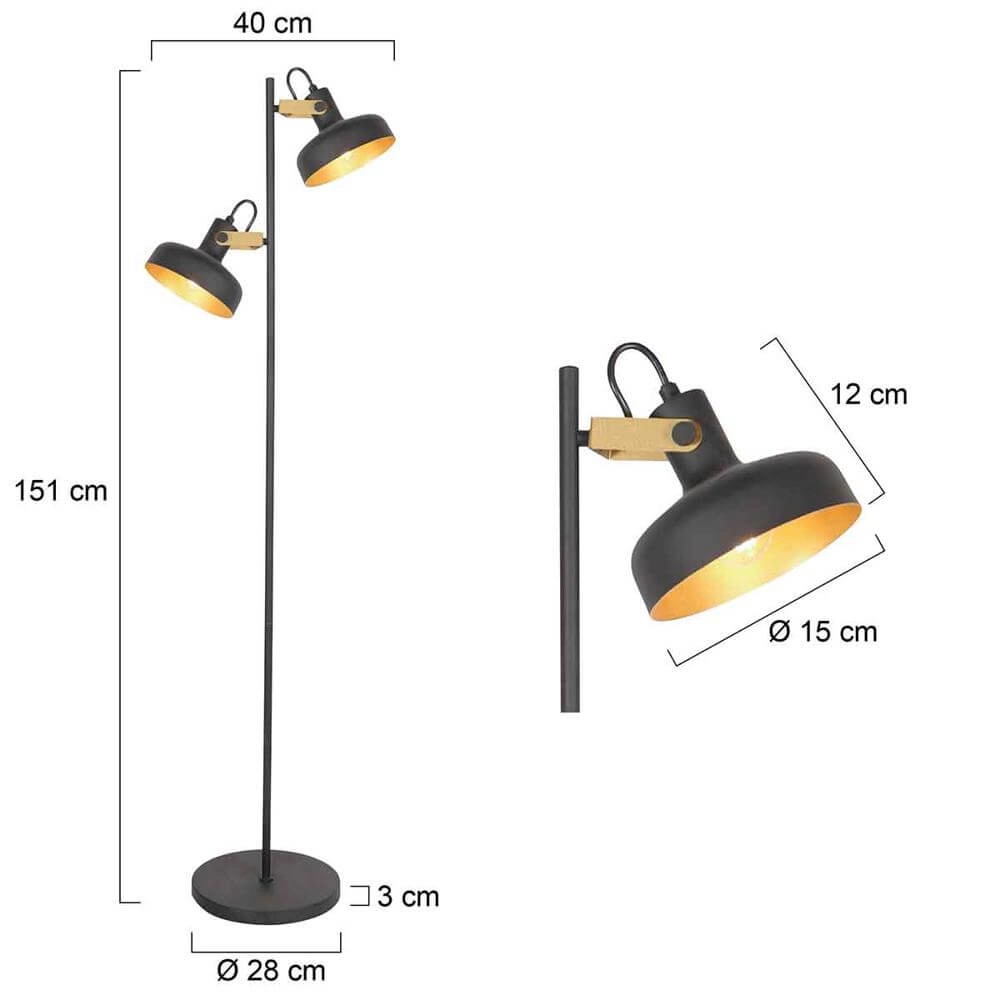 Floor lamp Prato black with gold Steinhauer 8712746176407