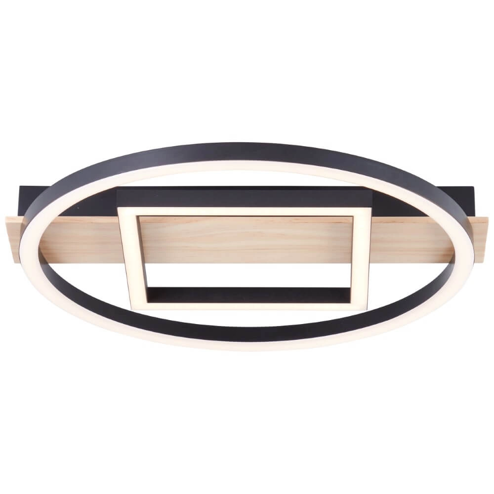Ceiling light Maureen Ø 37cm with black square with wood