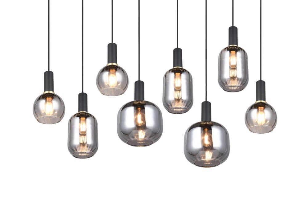 Dining room pendant lamp Diva 8-light - smoke glass Trio 4017807614589