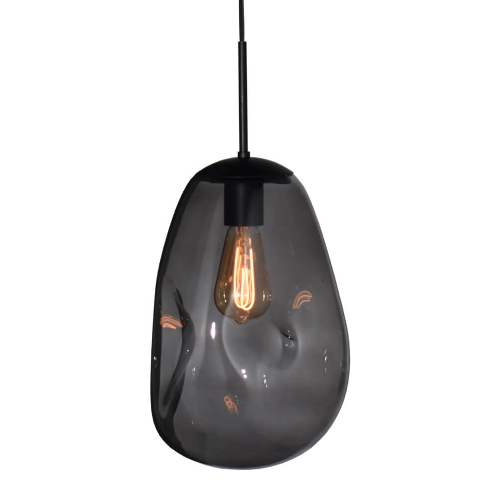 Hanging lamp Lava 1x smoke glass Ø 22.5cm