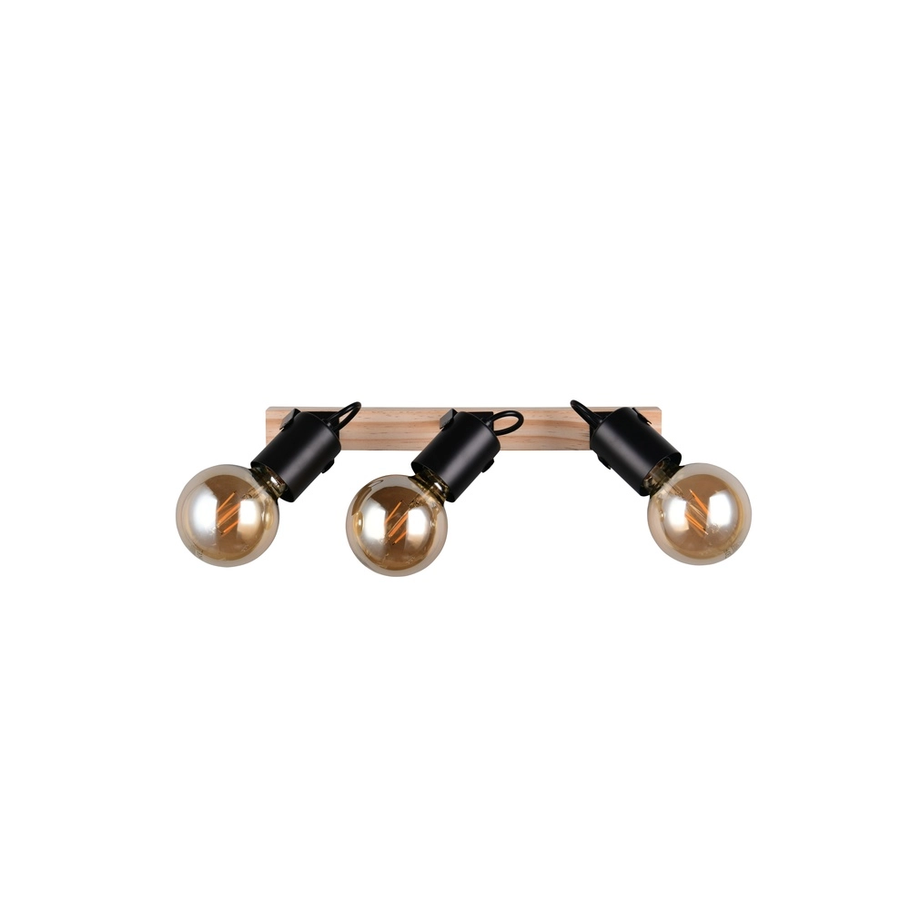 Ceiling lamp 3-lights Lynar black with wood Trio 4017807671995