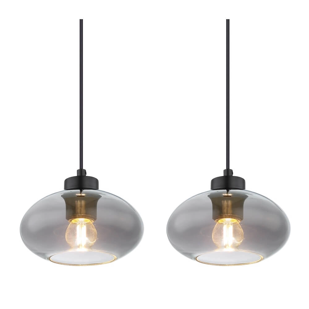 Black pendant lamp Shaun 4-light straight Globo 9007371442478