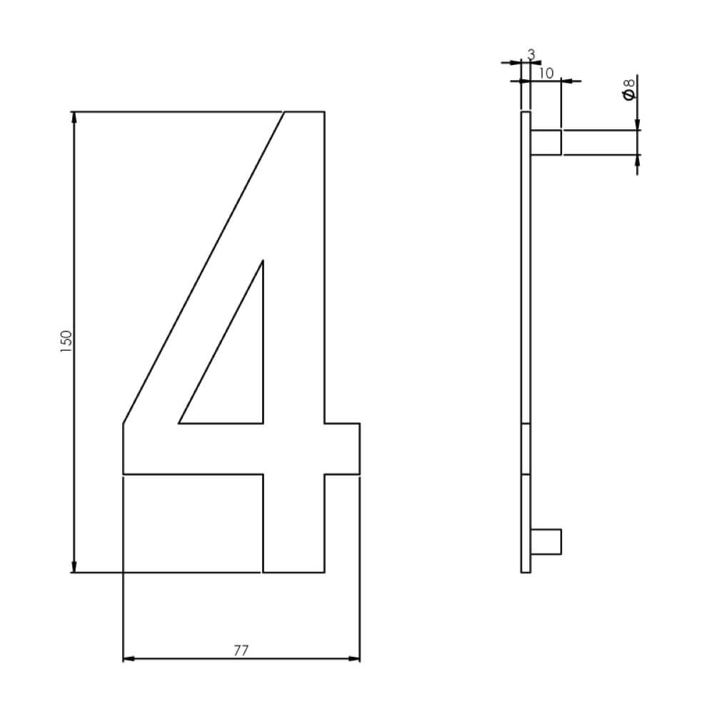 House number 4 Numbra 15cm stainless steel Intersteel 8714186058329