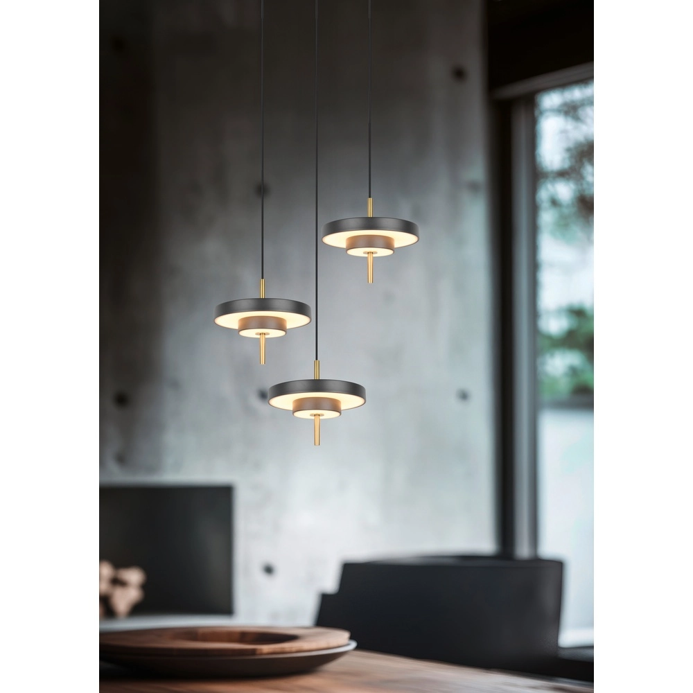 3-light pendant lamp Keaton Round black with gold Trio 4017807655247