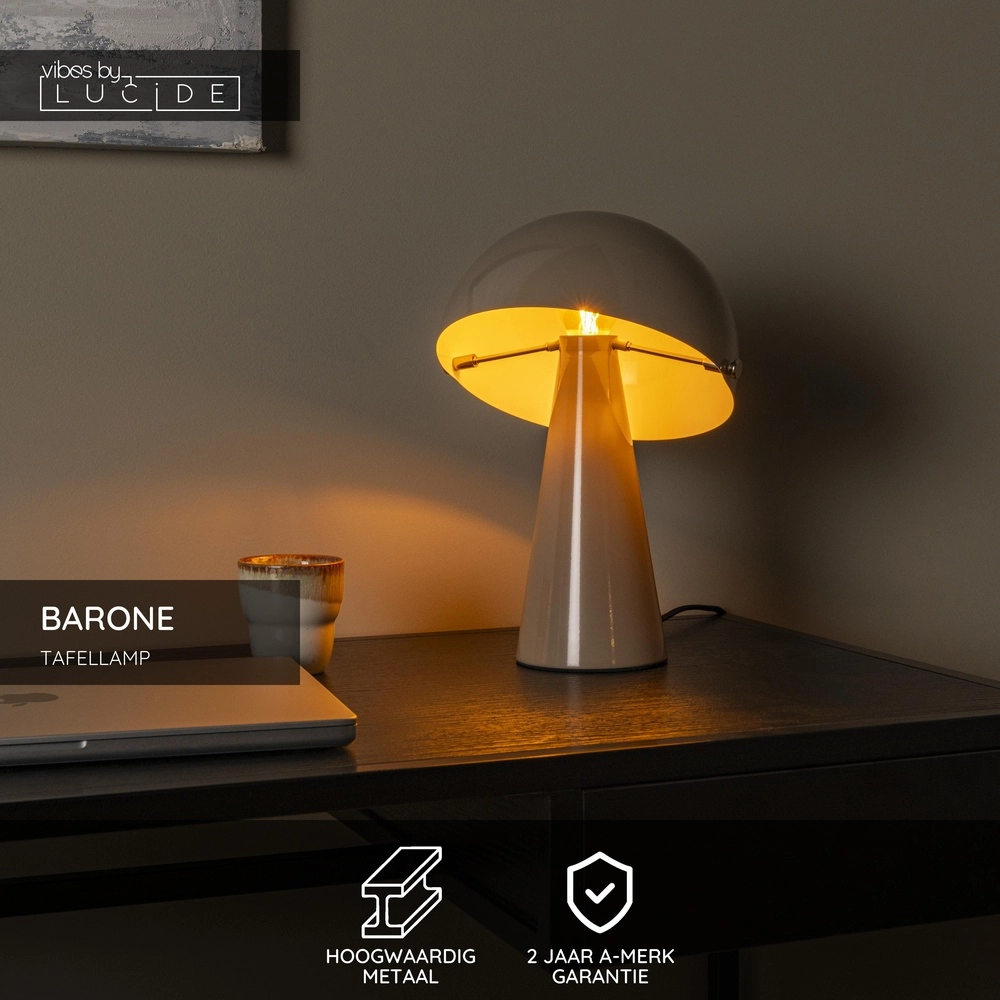 Table lamp Barone taupe Ø 23cm Lucide Vibes 5411212650085