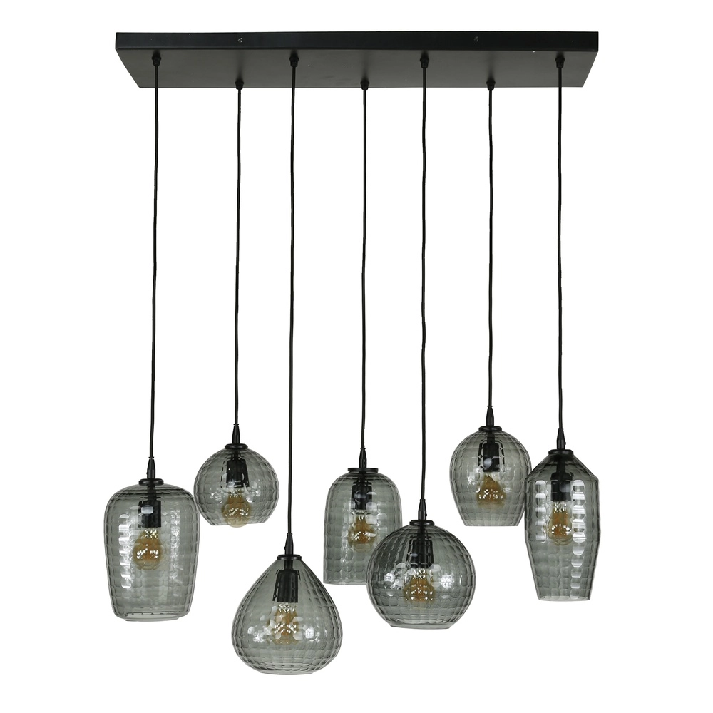 7-light pendant lamp Hexagon Smoke glasses Lyora 8716803511163
